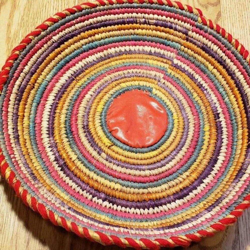 Colorful Wicker Basket Bowl  Multi-Color